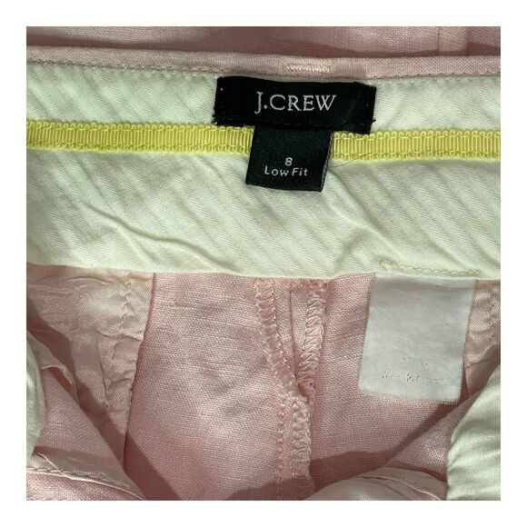 Woman’s Vintage J Crew Linen Pink Cuffed Wide Straight Leg Pants Size 8 Low Fit - Picture 6 of 6